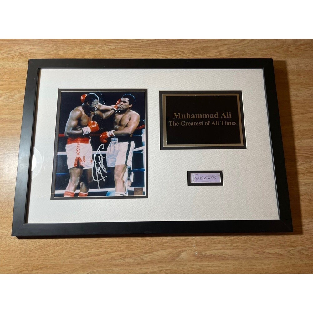 Muhammad Ali Larry Holmes Signed Photo Cut Autograph Auto Framed COA
